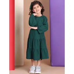 Baawri Girls Cotton Floral Embroidered Flared Sleeve Fit and Flare Dress-picture-14