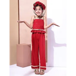 Baawri Girls Embellished Shoulder Straps Top With Palazzo-picture-58