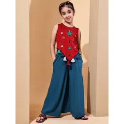 Baawri Girls Embroidered Round Neck Top With Palazzo-picture-27