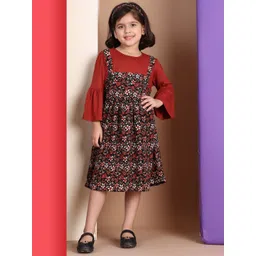 Baawri Girls Floral Printed Flared Sleeve A-Line Dress-picture-32