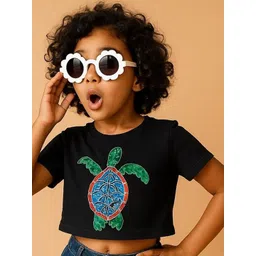 Baawri Girls Graphic Printed Round Neck Crop Top-picture-28