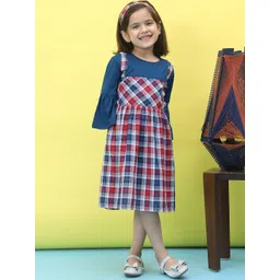 Baawri kids girls Checked Flared Sleeve A-Line Dress-picture-37