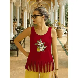 Baawri Women Graphic Printed Round Neck Sleeveless Cotton A-Line Regular Top-picture-40