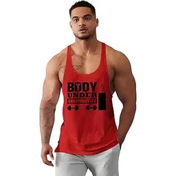 bab being beast apparel BAB Men Gym Scoop Neck Vests | Polyester | Regular Gymwear Vests for Male | Body Under Construction Print-picture-41