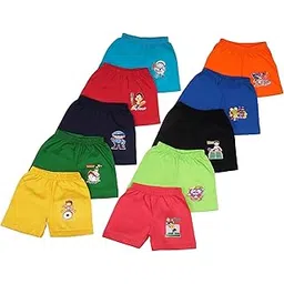 100% Cotton Printed Multicolor Shorts for Boys and Girls Pack of-10-image-23