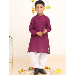 Baba & Baby Boys Mandarin Collar Pure Cotton Kurta With Pyjamas-picture-33