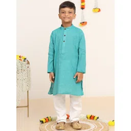 Baba & Baby Boys Regular Pure Cotton Kurta with Pyjamas-picture-16