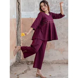 Babli Embroidered V-Neck Top & Palazzos Co-Ords-picture-30