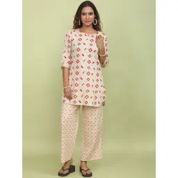 BABRU Women Pure Cotton Block Printed Notch Neck Tunic With Palazzo-picture-21