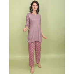 BABRU Women Pure Cotton Block Printed Notch Neck Tunic with Palazzo-picture-17