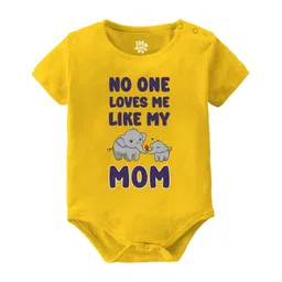 Baby Buzz Mothers Day Theme 100% Cotton Half Sleeves No One Loves Me Like My Mom Text Printed Onesie - Yellow-picture-13
