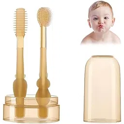 Baby Cleaning Brush 2 In 1 Toothbrush Tongue Brush Bpa Free Soft Silicone Bristle Oral Care Toothbrush For Baby 6 Month To 24 Months With Storage Box - Manual-picture-17