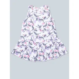Baby Co Organics Girls Toucans Floral Print Flared Sleeve Cotton A-Line Dress-picture-15