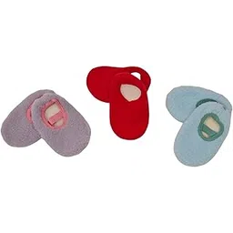Baby Fleece Slippers, Indoor Shoes for 6-24 Months, Grey, Red, Blue, 3-Pair Set-picture-51