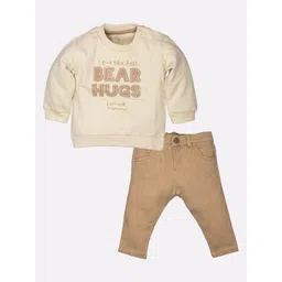 BABY GO Boys Beige & Cream Applique T-shirt with Trousers-picture-56