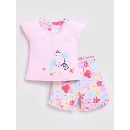 BABY GO Girls Printed Pure Cotton T-shirt with Shorts-picture-23