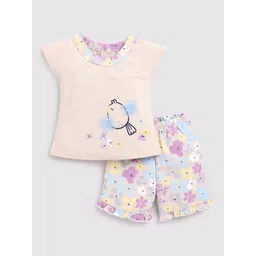 BABY GO Girls Printed Pure Cotton T-shirt with Shorts-picture-35