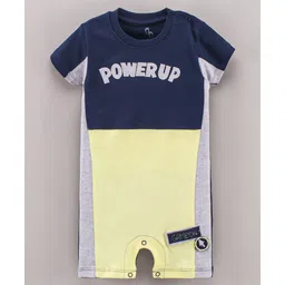 Baby GO Half Sleeves Color Block Romper with Powerup Patch - Yellow-picture-15