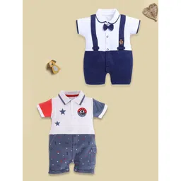 BABY GO Infant Boys Pack Of 2 Printed Pure Cotton Rompers-picture-38