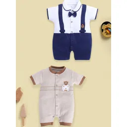 BABY GO Infant Boys Pack Of 2 Printed Pure Cotton Rompers-picture-39