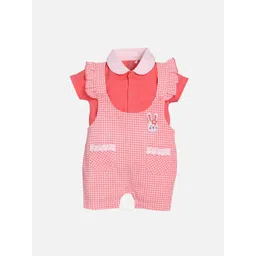 BABY GO Infant Girls Pink & White Pure Cotton Shirt with Dungarees-picture-36