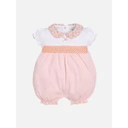 BABY GO Infants Kids White & Peach-Coloured Colourblocked Romper-picture-32