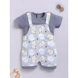 BABY GO Infants Printed Cotton Round Neck Short Sleeves Dungaree With T-Shirt-picture-38