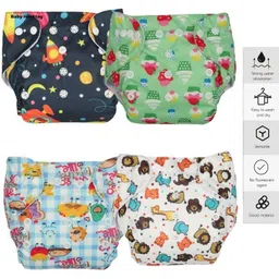 Reusable Cloth Diapers + Insert Pad, Washable, 100% Absorption,0-3 yrs (4 Pc)-image-11