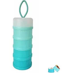 Baby Milk Powder Formula Dispenser, BJLIIO Non-Spill Portable and Stackable Formula Travel Container, 4 Layers Twist Lock Snack Storage Container for Protein Powder, Nuts, Small Fruit, BPA Free(Blue)-picture-11