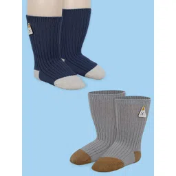 Baby Moo Boys Pack of 2 Animal Applique Ribbed Soft Colourblocked Cotton Socks-picture-19