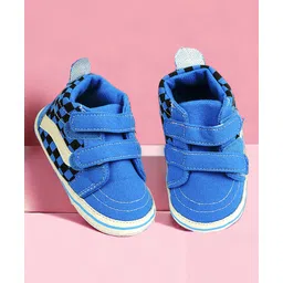 Baby Moo Checked With Double Velcro Closure Anti Skid Sneakers - Blue-picture-19