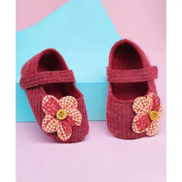 Baby Moo Floral Applique Detailed Anti Skid Ballerinas - Red-picture-21
