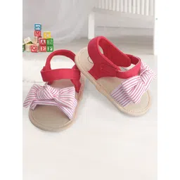 Baby Moo Girls Red & Pink Striped Booties-image-29