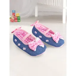Baby Moo Infant Girls Blue & Pink Hearts Denim Ballerina Shoes-image-37