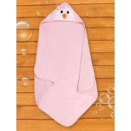 Baby Moo Infants Pink Printed 210 GSM Cotton Bath Hooded Towel-image-9