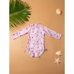 Baby Moo Kids Pink Printed Full Sleeves Swimming Costume-image-17