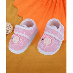 Baby Moo Snail Applique Non Slip Booties - Pink-image-48