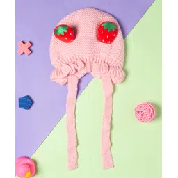 Baby Moo Strawberry Patch Tie Knot Cap - Pink-image-38