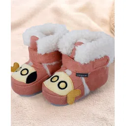 Baby Moo Submarine Velcro Closure Furry Booties - Pink-image-41