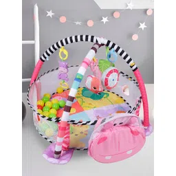 Baby Pink Moo Hippo Infant Play Mat Activity Gym With Hanging Toys And Balls-image-0