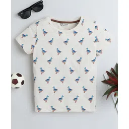 BABY NATION Cotton Half Sleeves Ducks Printed Tee - Cream-picture-20