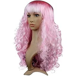 Baby Pink Color Synthetic Long Hair Wig(23") - for Cosplay, Party Photo Booth, Fancy Dress, Fashion-picture-12