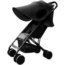 Baby Pram Sun Shade Cover, Universal Stroller Sunshade Cover Anti-UV, Portable Baby Stroller Awning Pushchair Sun Canopy Windproof Waterproof with Arched Hard Support (Black)-image-9