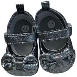 Baby Shoes, Metallic Black with Bow, Size.11.13. 12, and Loop Strap-picture-43