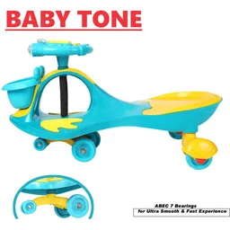 baby tone BABY SWING CAR-03 Rainbow Booster Swing car with Music and Light/ Kids car for 1 to 4 Years Boys/Girls Toys/ Baby rideons/ trikes/Tricycle/Best Birthday Gift for Kids(Color May Vary)GRAY Tricycle-picture-24