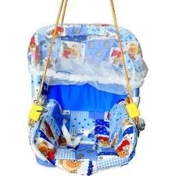 Carry Cot Cum Bouncer - 10 in 1 - Feeding Chair, Baby Carrier, Baby Chair, Rocker, Bath TUB, Carrying, Bouncer, Storage Box & Baby Swing with Mosquito Net Rocker and Bouncer (Blue) Rocker and Bouncer-image-39