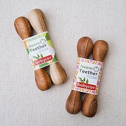 babycov Neem Wood Teethers For Babies | Natural And Organic | Wooden Baby Teether | Helps In Teething | For 3+ Months Infant Babies (2 Set Dumbell Teether)-picture-23