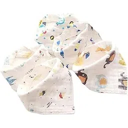BabyGo Cotton Soft 4 Layer Adjustable Feeding Baby Bandana Bib Apron - Set of 3 (Random Color)-image-22