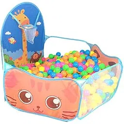 BabyGo Kids Activity Basketball Giraffe Ball Pool for Kids, Play Tent House for 2+ Year Old Girls and Boys, Ball Pit for Kid, Spacious, Lightweight, Portable & Easy to Set Up (Blue) (No Balls)-picture-12