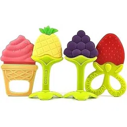 BabyGo Teething Baby Chew Toys | BPA-Free Soft Silicone Teether for Babies 6-12 Months | Natural Organic Freezer-Safe Teething Toy for Toddlers | Gum Pain Relief 3D Teether Set (4 Pack)-picture-27